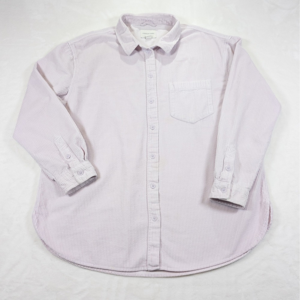 American Eagle Corduroy Shacket Women M Pink Button Up Granola Outdoor Soft Girl